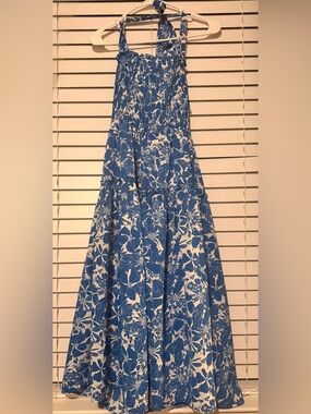 Blue and White Floral Halter Maxi for Women